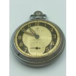 Vintage INGERSOLL TRIUMPH pocket watch having black and white face, full working order. Excellent