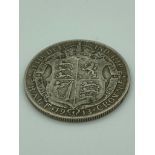 SILVER HALF CROWN 1913 in extra fine condition having bold and clear definition with raised detail