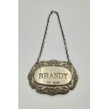 A Brandy Decanter Silver Nameplate Badge and Chain - Also handy if your dog or cat is called brandy.