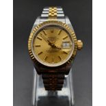Classic Rolex Oyster Jubilee Bracelet Ladies Watch. 18K gold and steel bracelet/case -26mm. Gold-