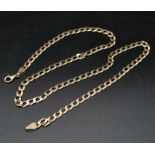 A 9 K yellow gold chain. Length: 51.5 g, weight: 14.75 g.