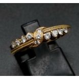18k yellow gold diamond ring, 0.25ct of diamonds, ring size M, total weight 3.7 grams