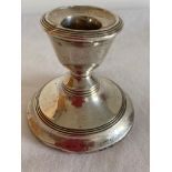 Antique SILVER dwarf candlestick having clear hallmark for Birmingham 1913. Signs of use.