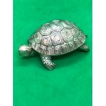 A stunning large solid silver European tortoise table lighter Marked 800 possibly Italian Top