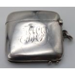 An Antique Silver Vesta Case. Hallmarks for Birmingham 1900. Hilliard and Thomson Maker. Hinge works