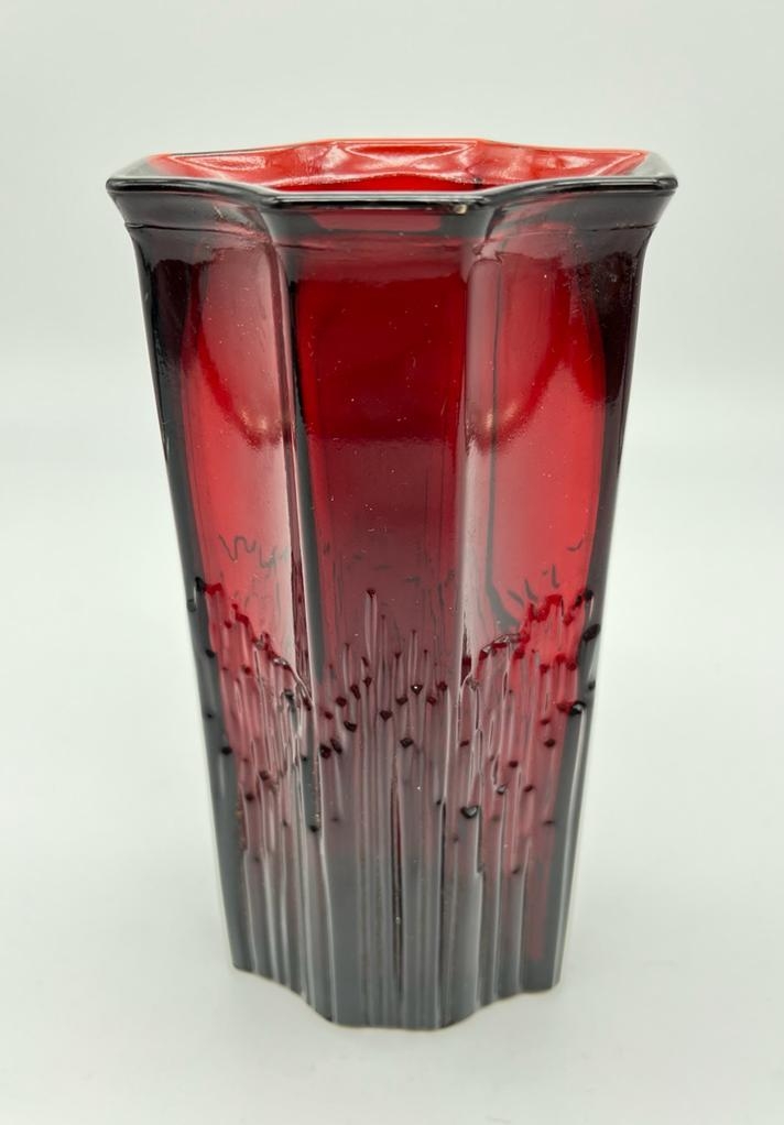 A Vintage Avon (pre) Cherry Red Vase. 16cm tall.