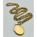 A Vintage 9K Yellow Gold Belcher Chain with a 9K Yellow Gold Locket Pendant. 30.70g total weight. 58