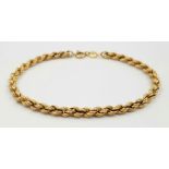 A 9 K yellow gold, rope bracelet. Length: 18 cm, weight: 2.88 g.