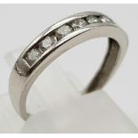 Platinum half eternity ring with diamonds, ring size J, 0.25ct of diamonds, total weight 2.7 grams