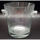 A GLASS CHAMPAGNE ICE BUCKET BY CHAMPAGNE BOIZEL . 20cms in height and 19cms diameter.