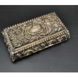 A SILVER HALLMARKED TRINKET BOX HAND CHASED MADE IN BIRMINGHAM 1902 , NICE CONDITION FOR AGE