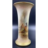 An Antique Royal Worcester Porcelain Vase. Beautifully hand-painted with pheasants and signed by Jas