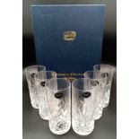 A SET OF 6 BOHEMIA CRYSTAL GLASSES NEW IN A PRESENTATION BOX, 15cms tall.