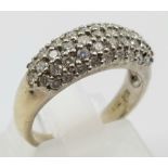 18k white gold diamond Bombay ring, 0.70ct of diamonds, ring size J, total weight 4.3 grams