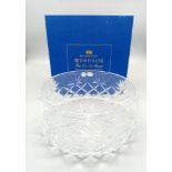 A BOHEMIA WINDSOR FINE CUT LEAD CRYSTAL FRUIT BOWL IN SATIN LINED PRESENTATION BOX. 9 cms tall and