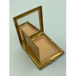 Rare Vintage 1950s square STRATTON POWDER COMPACT model 586 in gold tone with gilt engine turned