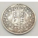 An 1887 Queen Victoria Silver Half Crown - Jubilee Head. Very fine condition but please see