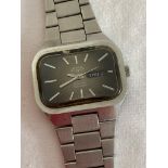 Rare Vintage ROTARY AUTOMATIC wristwatch, Day date 21 jewel model.Unusual rectangular face with