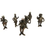 A stunning set group of Angini silver and bronze figures Each doing something different Each