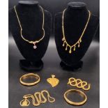 A 22k Yellow Gold Jewellery Lot to Include: Two Bangles, 6cm inner diameter. One necklace with