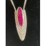 FABULOUS DIAMOND and RUBY set 18 carat WHITE GOLD PENDANT,Having DIAMONDS and RUBIES pave set in