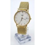 A Longine Presence 18K Solid Gold Gents Dress Watch. 18K Gold Bracelet and Case - 33mm. White dial