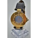 An 18k Gold Jaeger-LeCoultre Rendez-Vous Ladies Watch. Crocodile skin strap with 18k gold buckle.