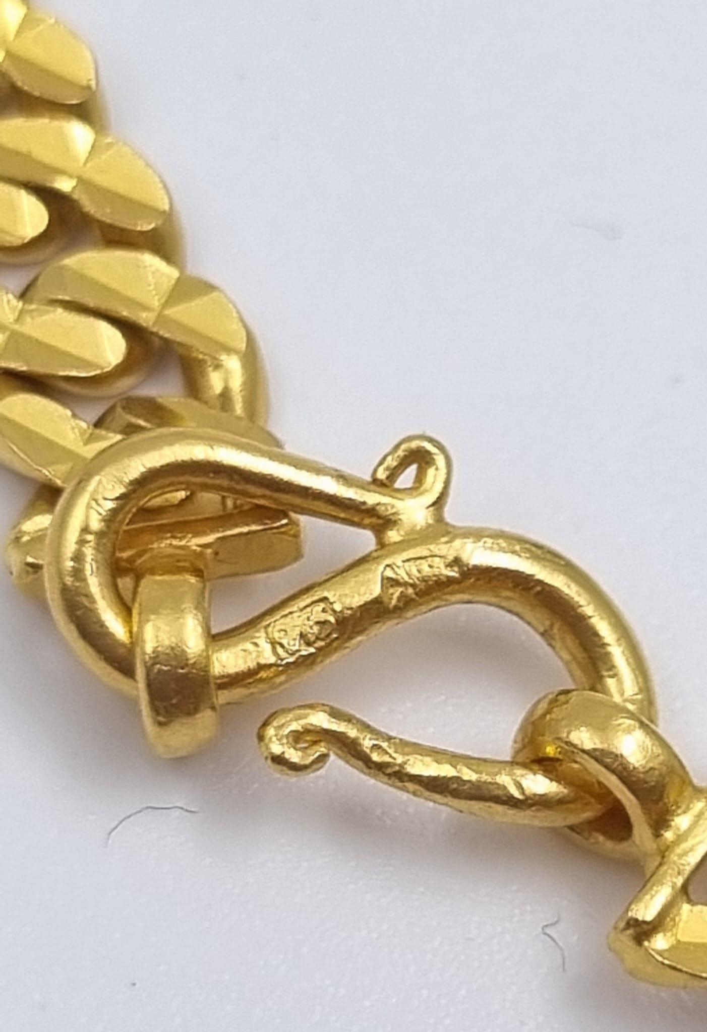 A 22k Yellow Gold Flat Cuban-Link Chain. 44cm. 56.3g, - Image 3 of 3