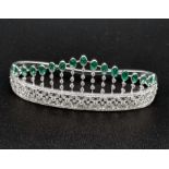 An Asian Inspired Gaydamak 18K White Gold Diamond and Emerald Dorsal Jewellery Piece. 17 Emeralds (