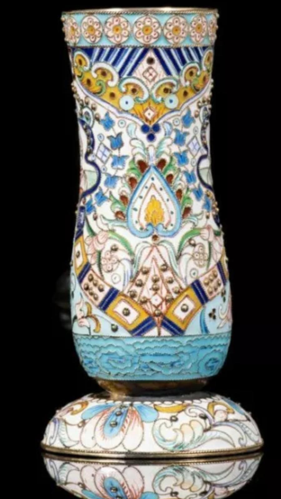 Magnificent Russian silver and enamel large cup vase Total weight: 171.57 grams. Dimensions: 11. - Image 3 of 8