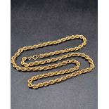 A 9K Yellow Gold Rope-Twist Long Necklace. 60cm 17.43g