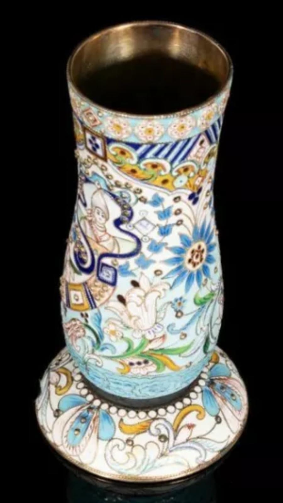 Magnificent Russian silver and enamel large cup vase Total weight: 171.57 grams. Dimensions: 11. - Image 5 of 8