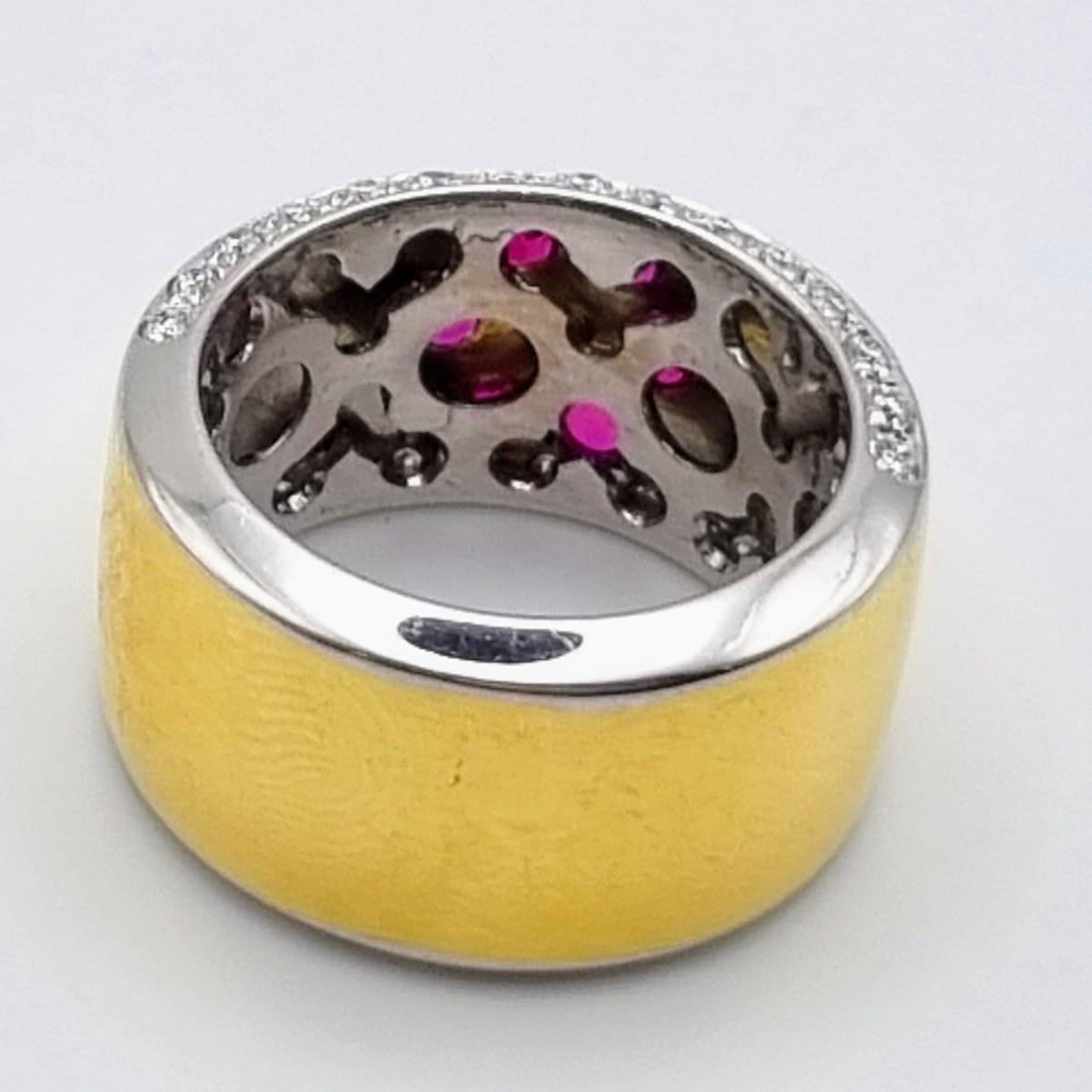 BEAUTIFULLY MADE 18K YELLOW GOLD DIAMOND & RUBY BAND RING. SIZE N. APPROX 0.50CT. 14G - Image 3 of 5