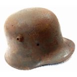 WW1 Imperial German Machine Gunners Helmet. Remains of insignia from the 9th Machine Gun Kompanie.