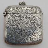 An Antique Silver Vesta Case. Hallmarks for Chester 1913. Engraved decoration with a blank