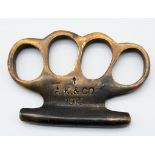 1915 Dated WW1 British Trench Raiding Brass Knuckles. Maker A.K & Co.