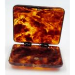 An Antique Tortoiseshell Cheroot Case. Hinge and clasp works. 9x 8cm. A/F