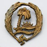 WW2 German sand cast Afrika Korps Sonderverband Badge (similar to the British Long Rang Desert