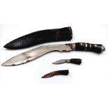 Vintage Gurkha Kukri in Sheath with Side Knives 36cm length