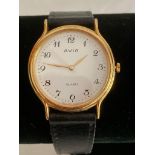Gentlemans AVIA Quartz wristwatch in gold tone , white face model with black digits and golden