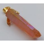 A Translucent Pink Titanium Pendant with Gold Plated Attachment. 3.5cm
