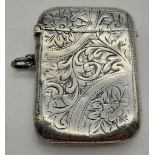 An Antique Silver Vesta Case. Hallmarks for Birmingham 1905. Maker mark for G. Loveridge. 4 x 5cm.