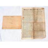 Original Outer Newspaper Pages of February 28th 1822 Denizes and Wiltshire Gazette. As found.