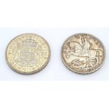 A Silver 1935 and 1937 Crown Coin. 56.71g total weight.