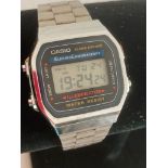 Casio Illuminator digital wristwatch with alarm, stop - watch etc.Stainless steel bracelet,full