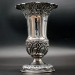 An Antique Silver Repoussé Decorative Vase. Hallmarks for Sheffield 1900. Makers mark of Fenton