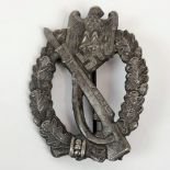 WW2 German Infantry Assault Badge. Early War Solid Back Zinc Alloy Type.
