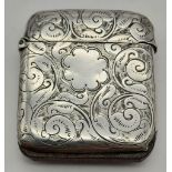 An Antique Silver Vesta Case. Hallmarks for Birmingham 1883. Makers mark of Thomas Hayes. 4 x 5cm.