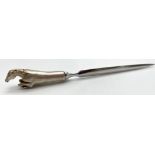 A VERY RARE HALLMARKED SILVER HANDLED HORSE LETTER OPENER HALLMARKED BIRMINGHAM 1988. 99.8gms