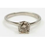 A Platinum Solitaire Diamond Ring. 0.5ct. L- I1. Size J. 2.42g